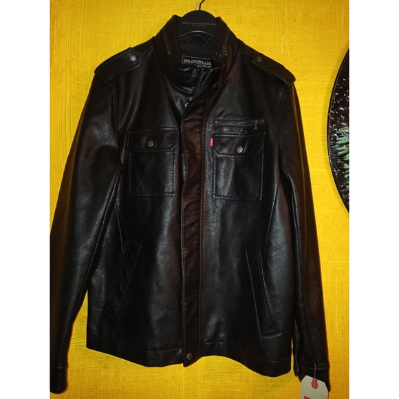 LEVI'S MEN TRUCKER FAUX LEATHER JACKET - Picture 5 of 12